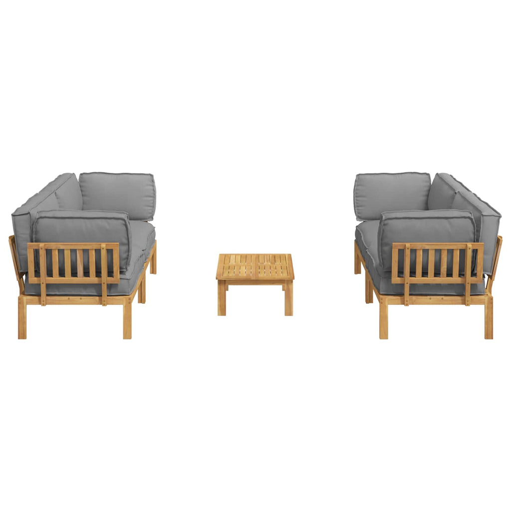 Sofa Set mit Kissen Uni 5 pcs Grau Massivholz Akazie