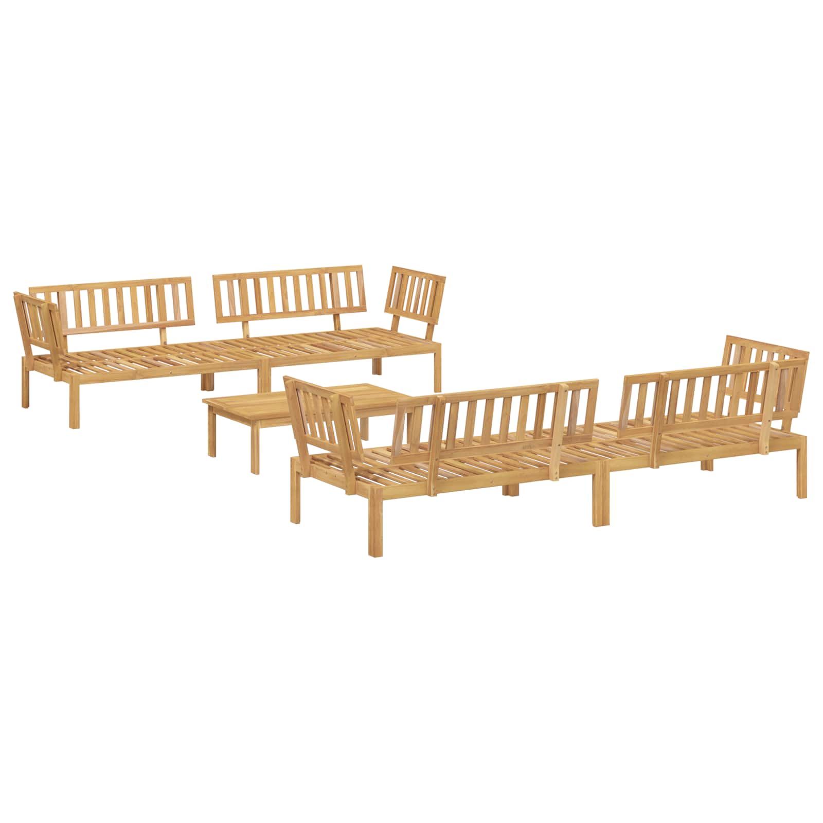 Sofa Set mit Kissen Uni 5 pcs Beige Massivholz Akazie