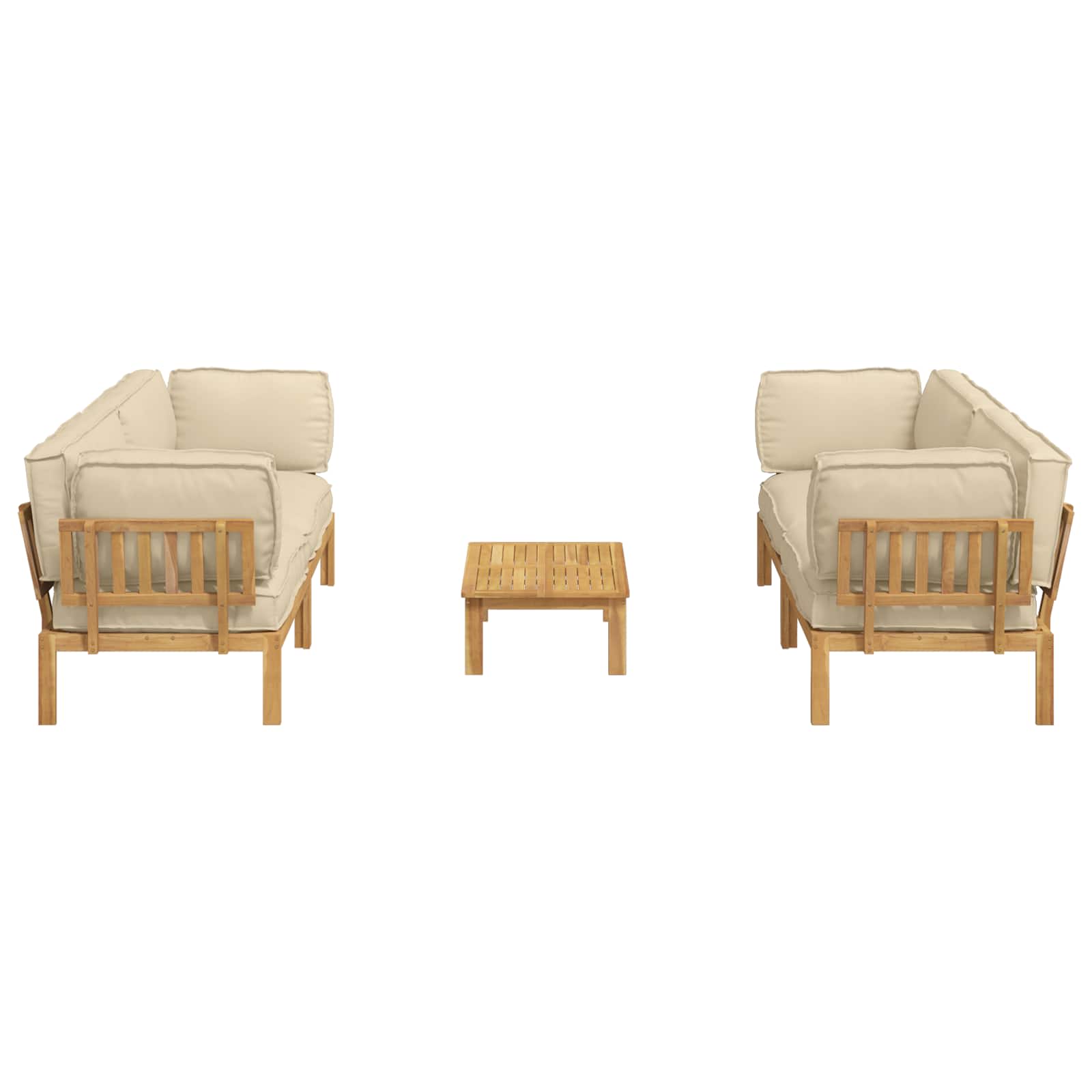 Sofa Set mit Kissen Uni 5 pcs Beige Massivholz Akazie