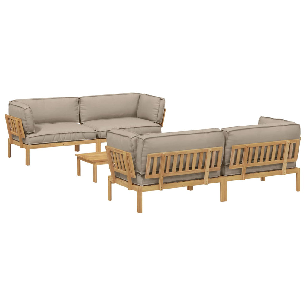 Sofa Set mit Kissen Uni 5 pcs Taupe Massivholz Akazie