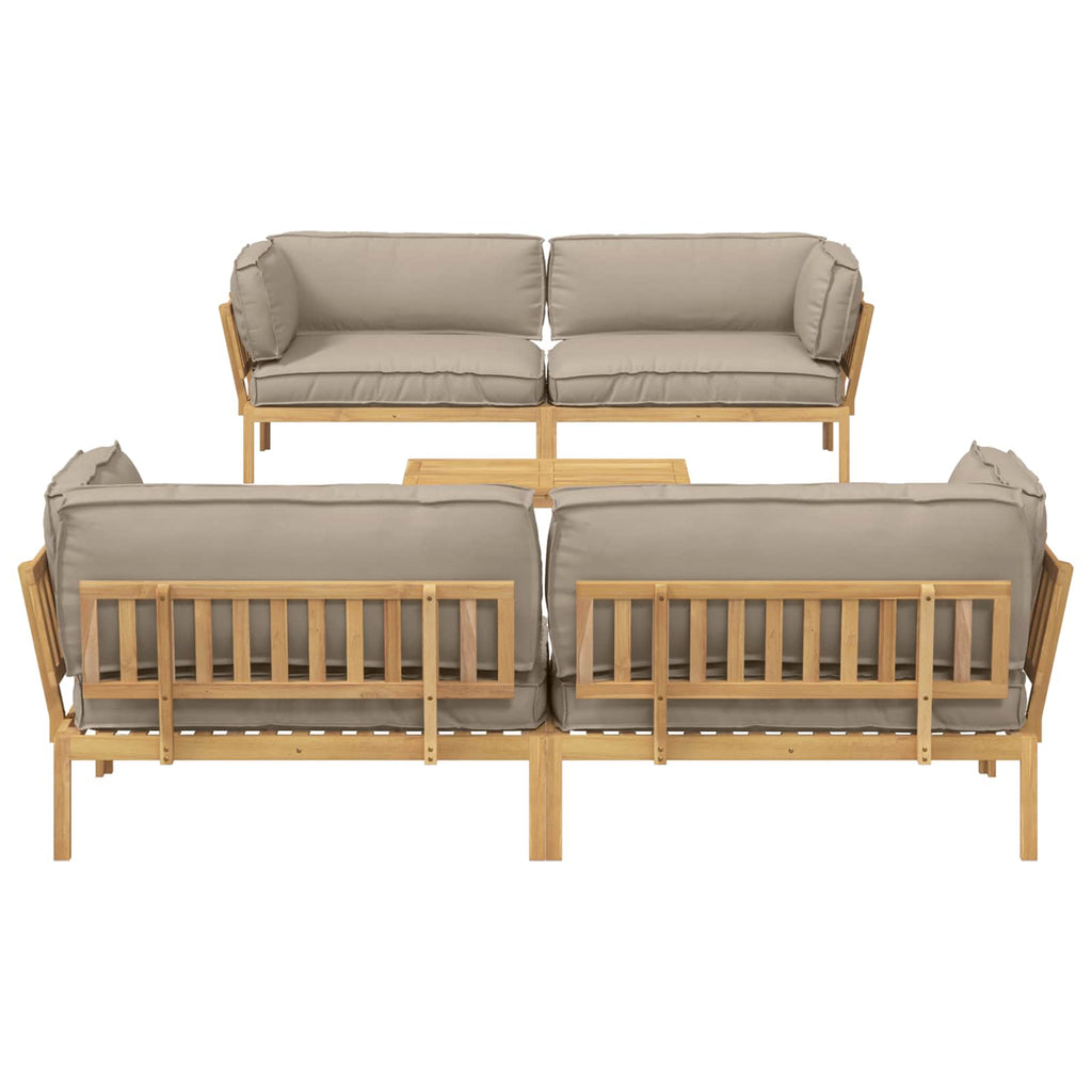 Sofa Set mit Kissen Uni 5 pcs Taupe Massivholz Akazie