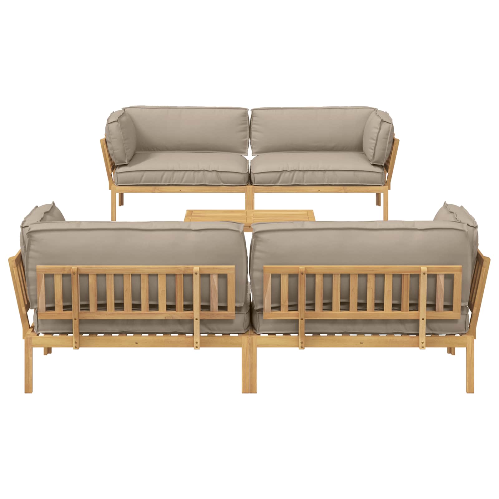Sofa Set mit Kissen Uni 5 pcs Taupe Massivholz Akazie