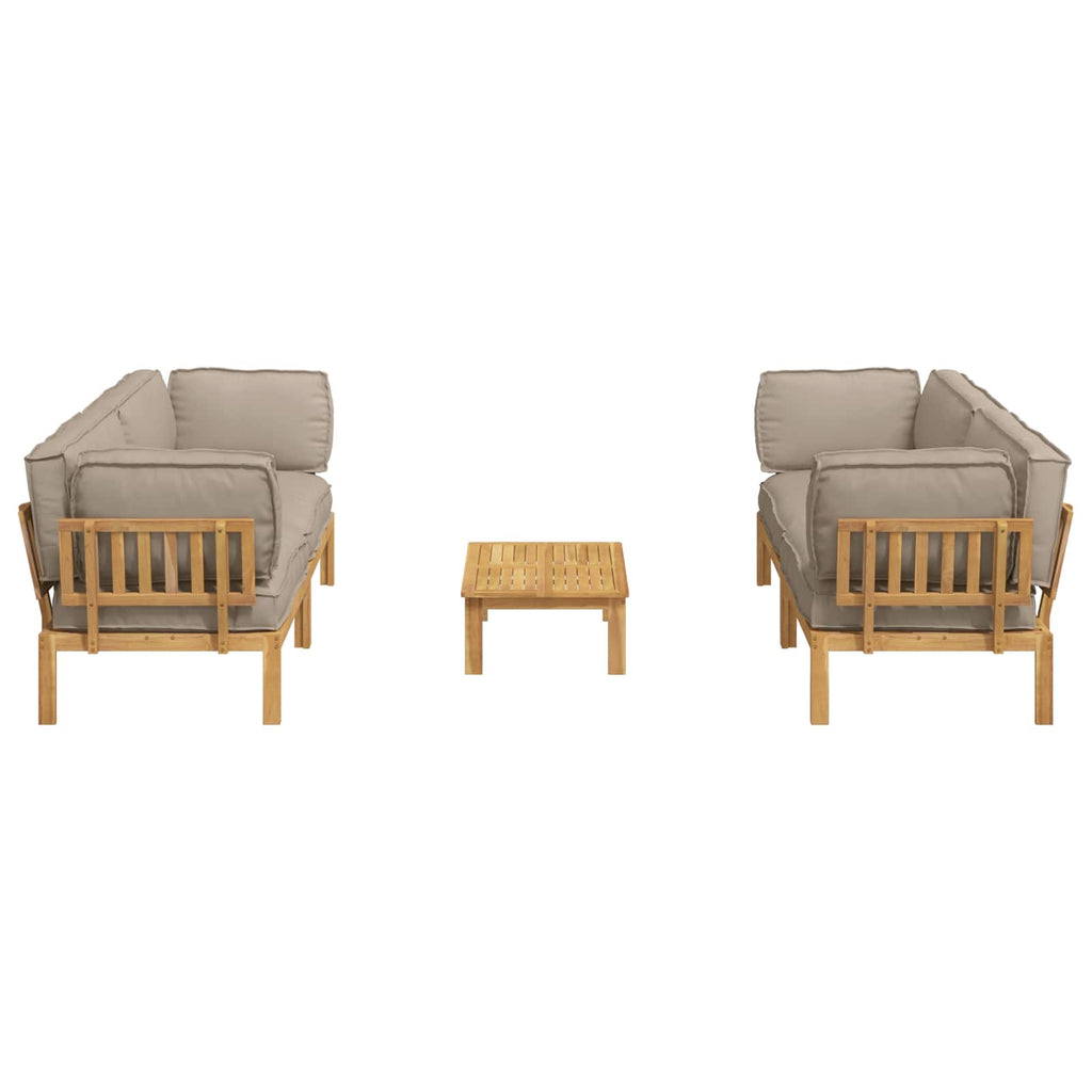 Sofa Set mit Kissen Uni 5 pcs Taupe Massivholz Akazie