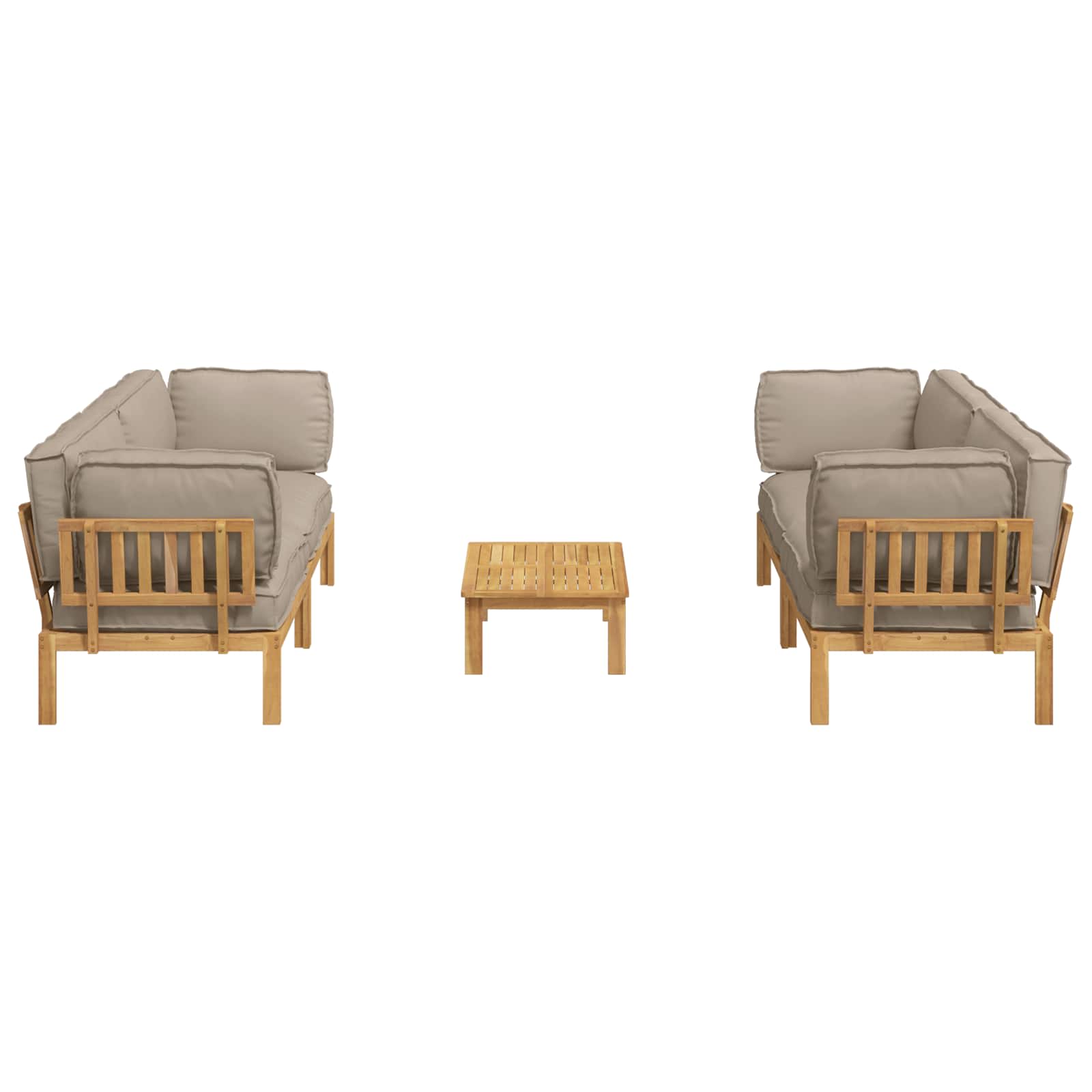 Sofa Set mit Kissen Uni 5 pcs Taupe Massivholz Akazie