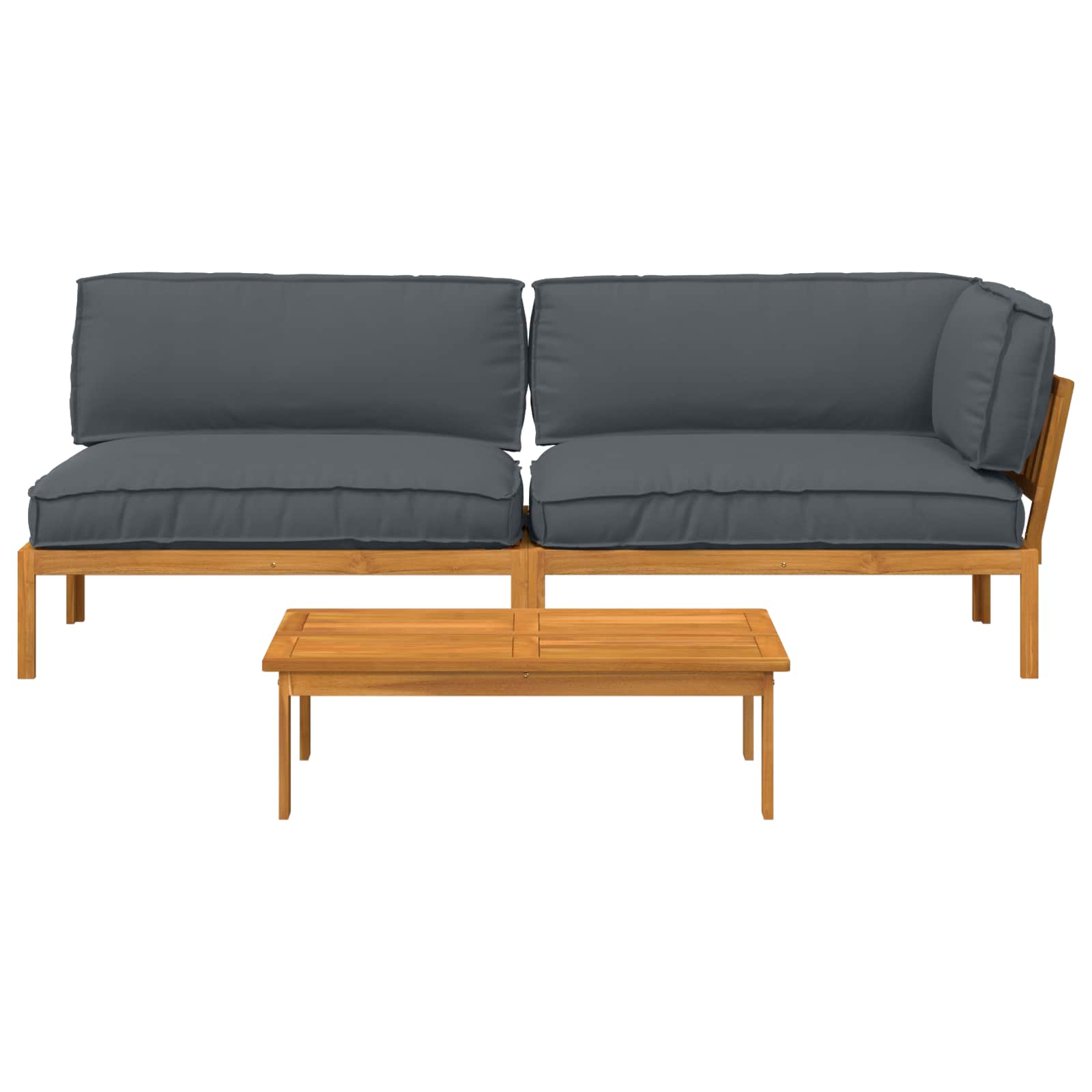 Sofa Set mit Kissen Uni 3 pcs Anthrazit Massivholz Akazie