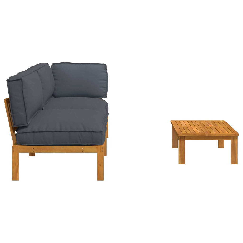 Sofa Set mit Kissen Uni 3 pcs Anthrazit Massivholz Akazie