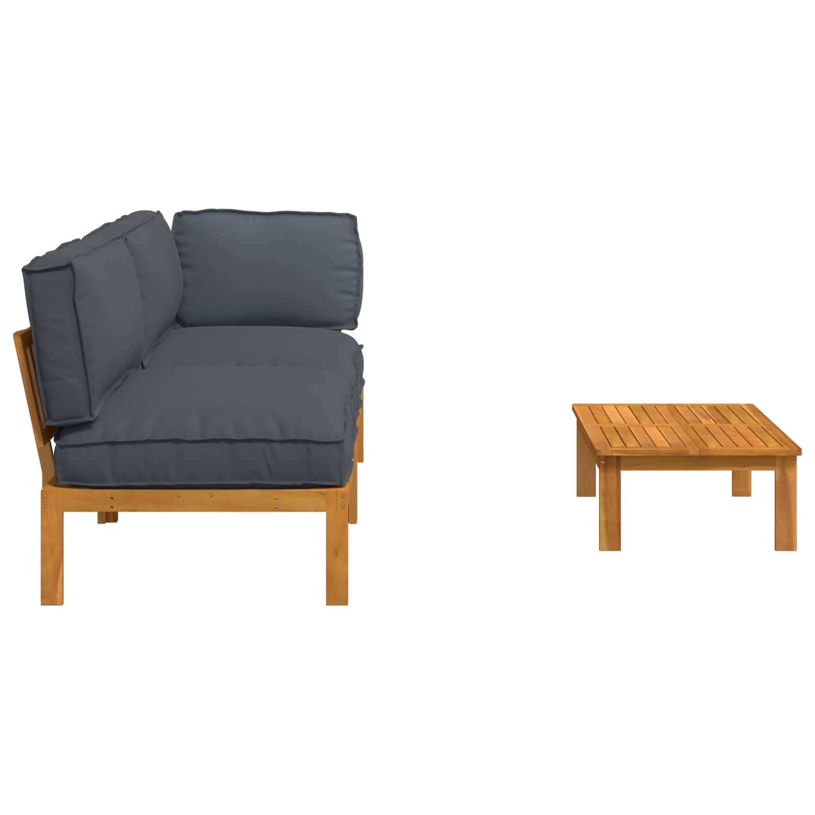 Sofa Set mit Kissen Uni 3 pcs Anthrazit Massivholz Akazie