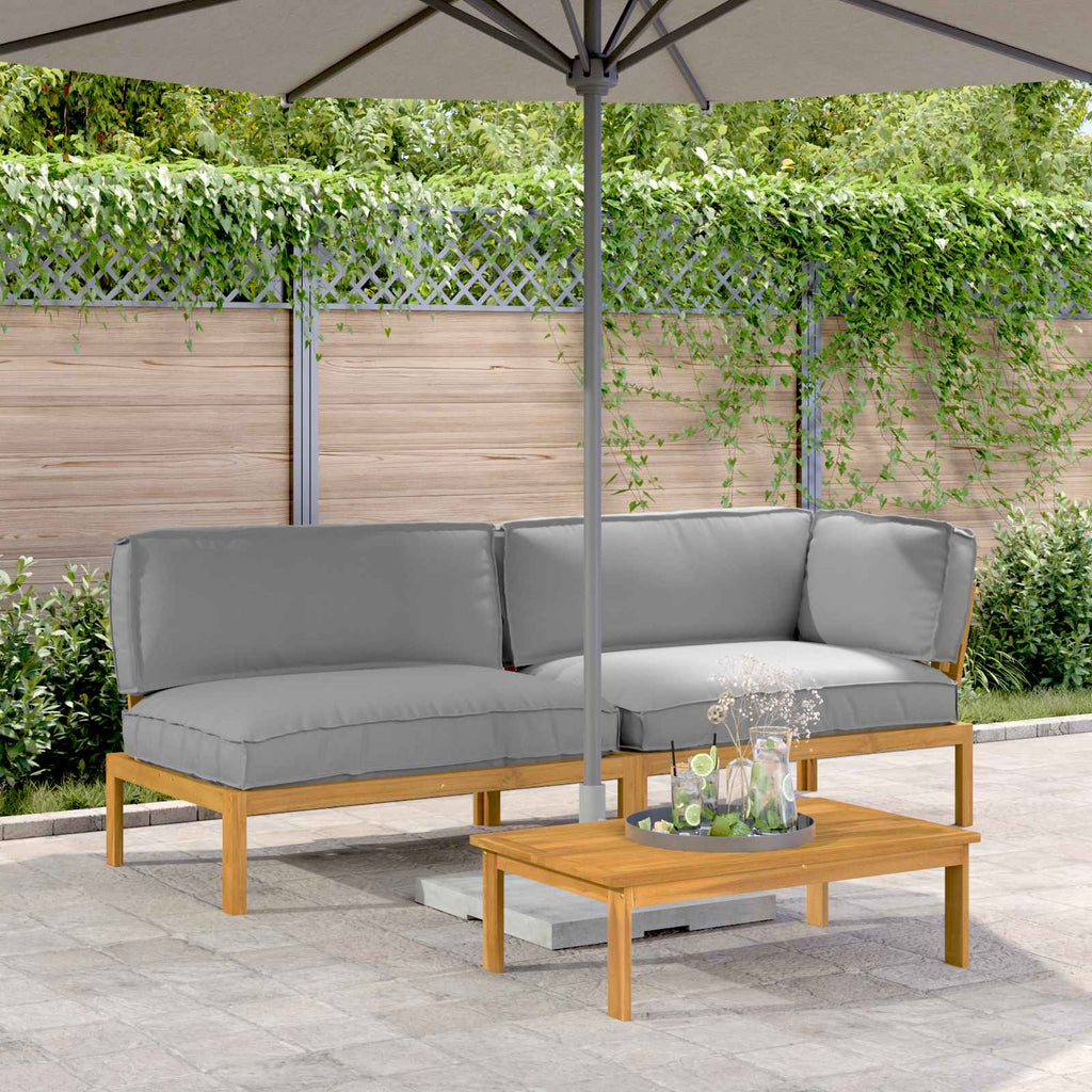Sofa Set mit Kissen Uni 3 pcs Creme Massivholz Akazie