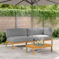 Sofa Set mit Kissen Uni 3 pcs Creme Massivholz Akazie