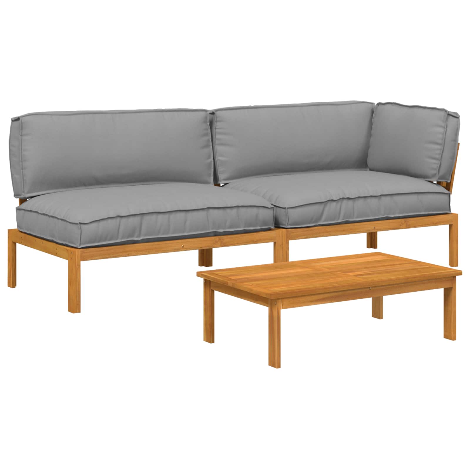 Sofa Set mit Kissen Uni 3 pcs Creme Massivholz Akazie
