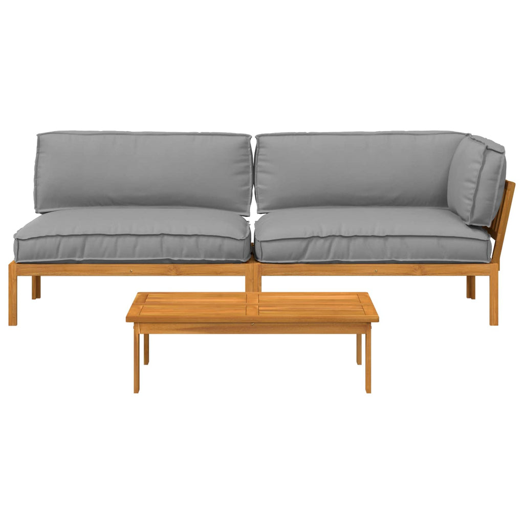 Sofa Set mit Kissen Uni 3 pcs Creme Massivholz Akazie