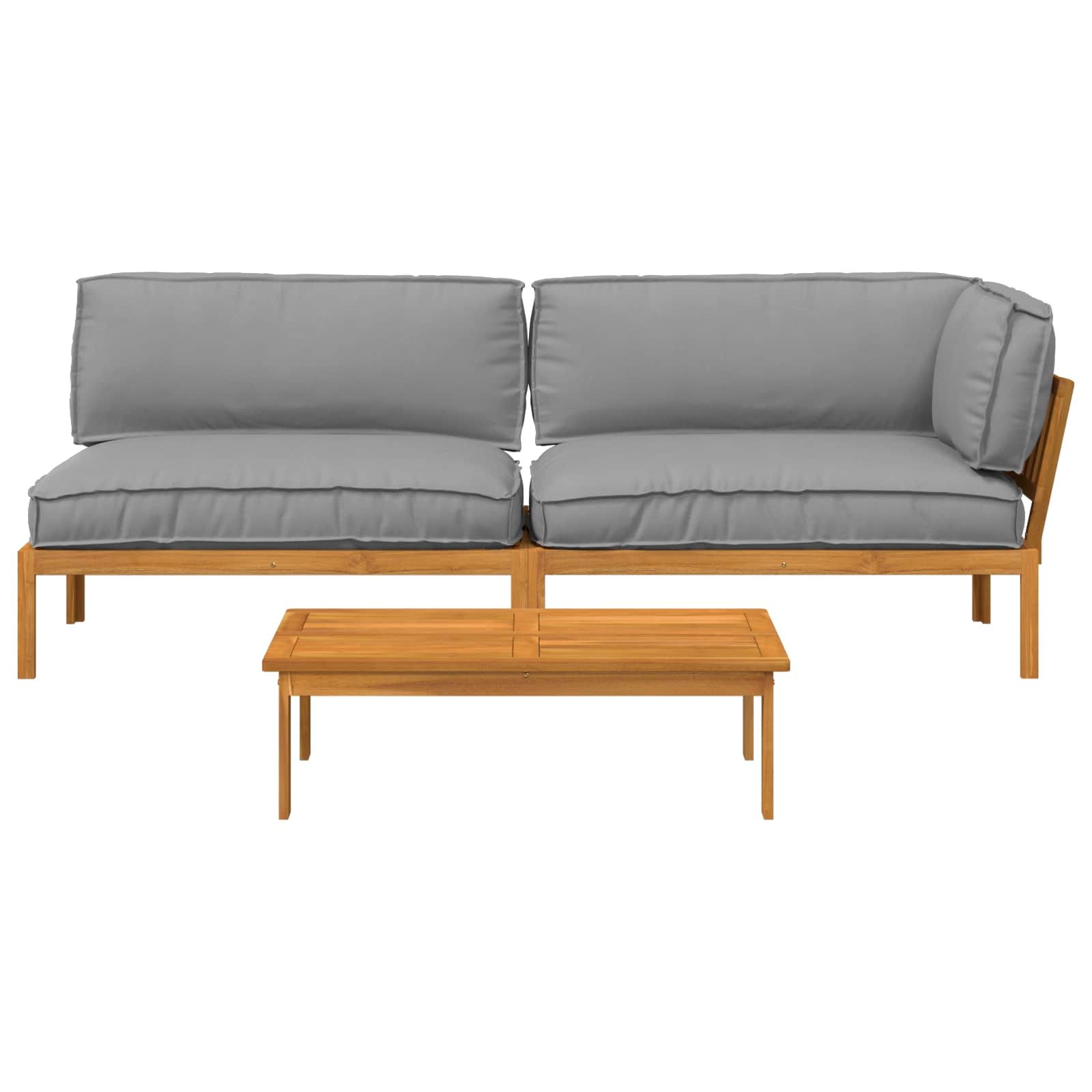 Sofa Set mit Kissen Uni 3 pcs Creme Massivholz Akazie