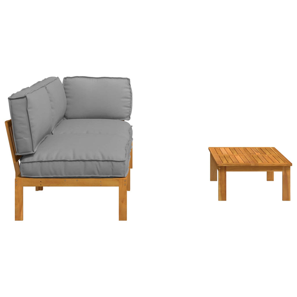 Sofa Set mit Kissen Uni 3 pcs Creme Massivholz Akazie