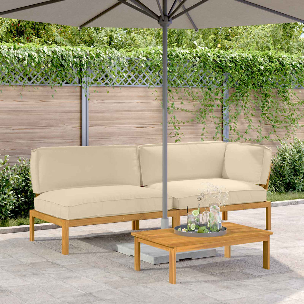 Sofa Set mit Kissen Uni 3 pcs Beige Massivholz Akazie