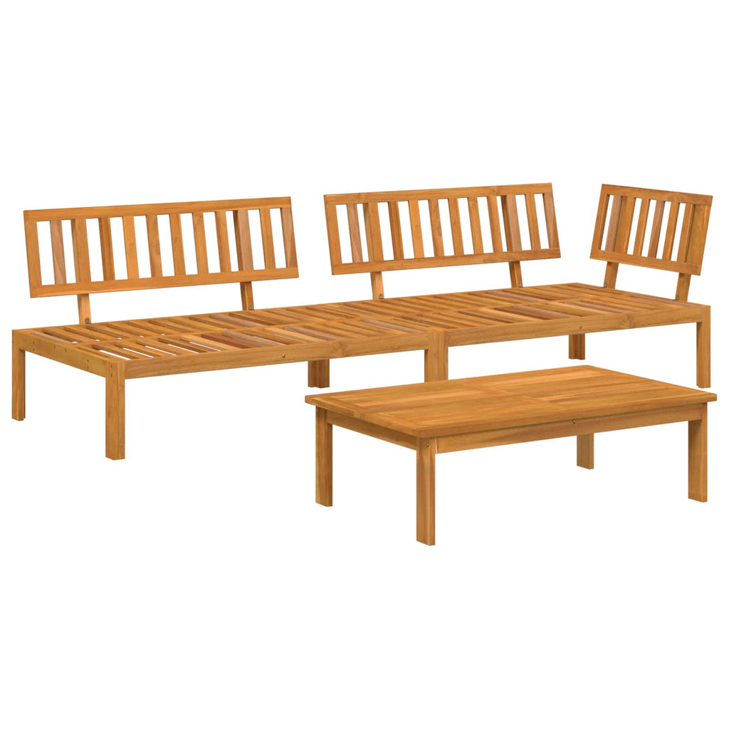 Sofa Set mit Kissen Uni 3 pcs Beige Massivholz Akazie
