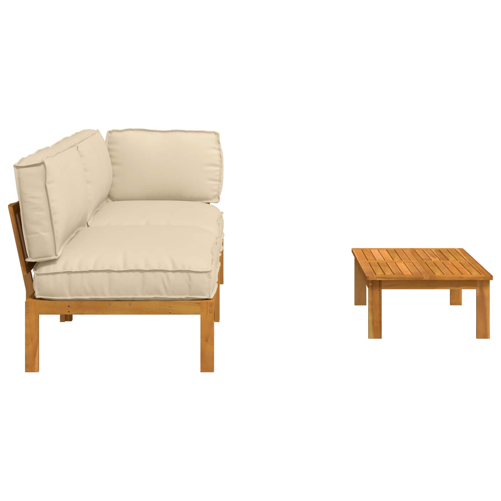 Sofa Set mit Kissen Uni 3 pcs Beige Massivholz Akazie
