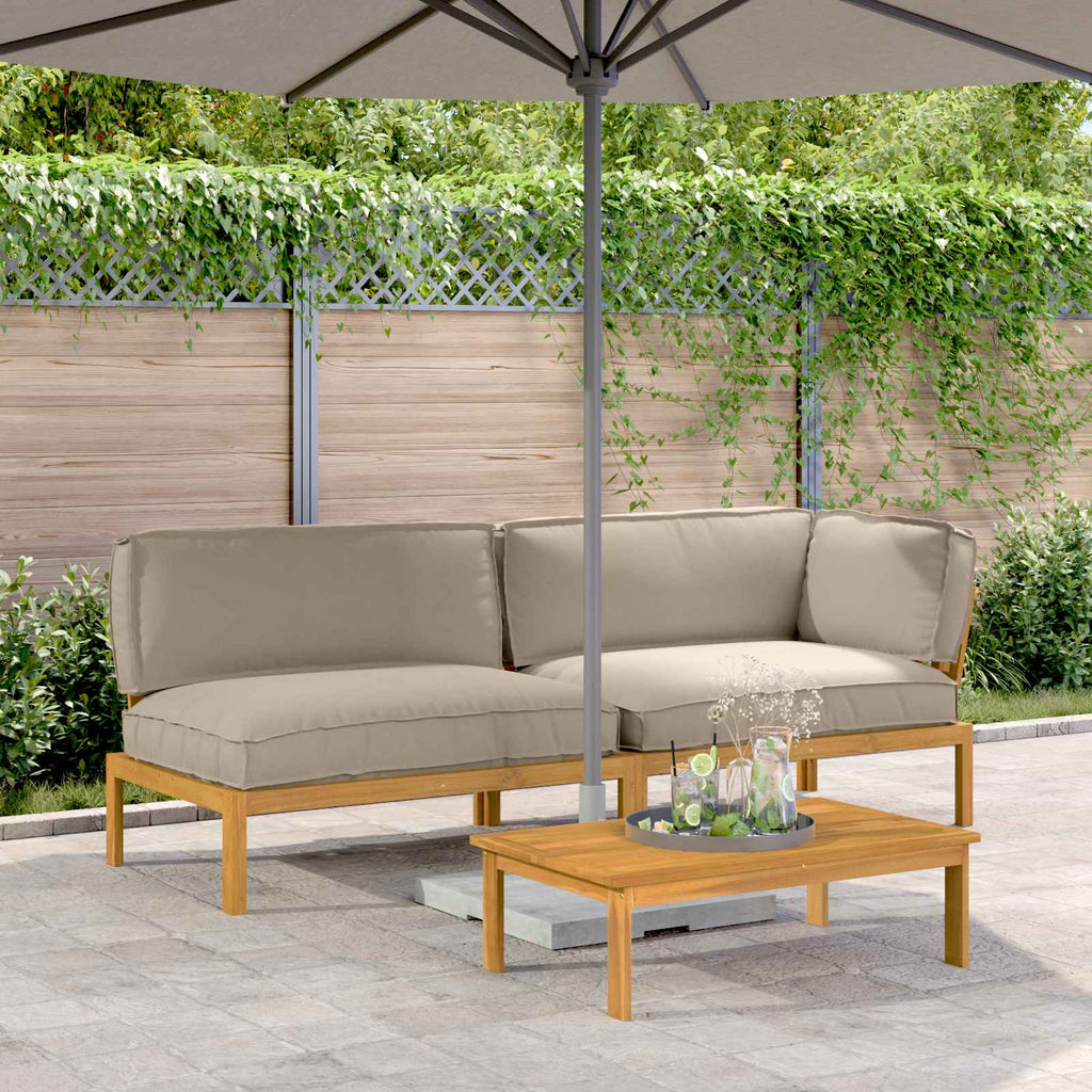 Sofa Set mit Kissen Uni 3 pcs Taupe Massivholz Akazie