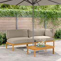 Sofa Set mit Kissen Uni 3 pcs Taupe Massivholz Akazie