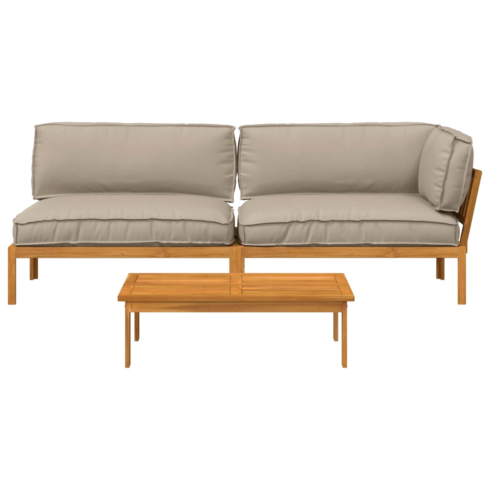 Sofa Set mit Kissen Uni 3 pcs Taupe Massivholz Akazie
