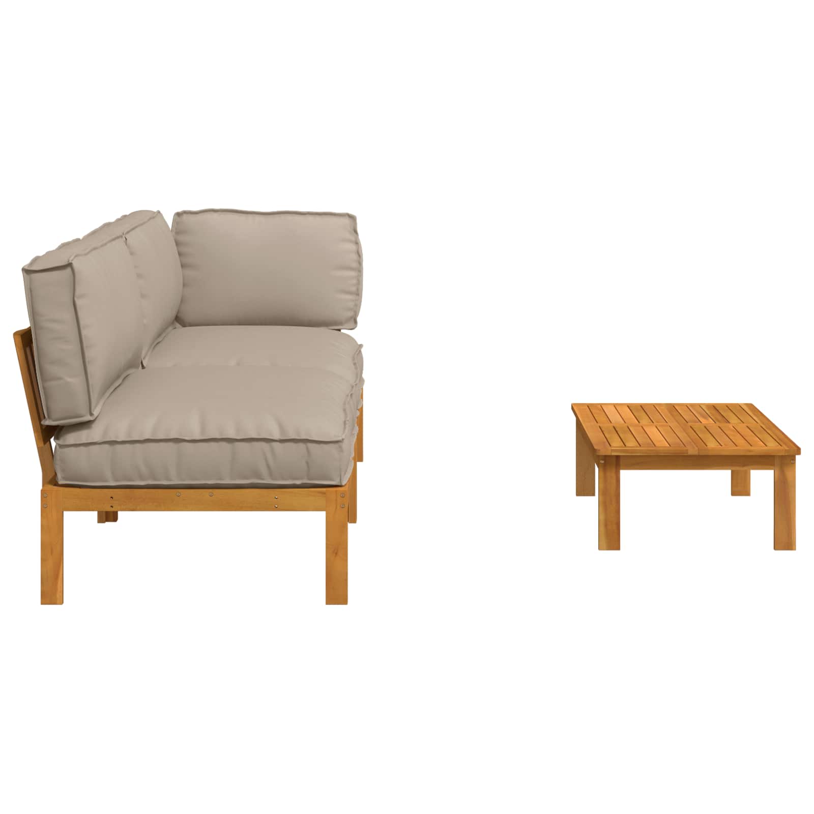 Sofa Set mit Kissen Uni 3 pcs Taupe Massivholz Akazie