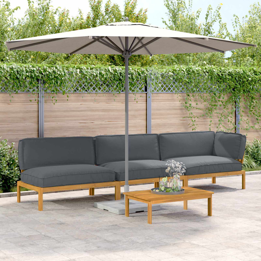 Sofa Set mit Kissen Uni 4 pcs Anthrazit Massivholz Akazie