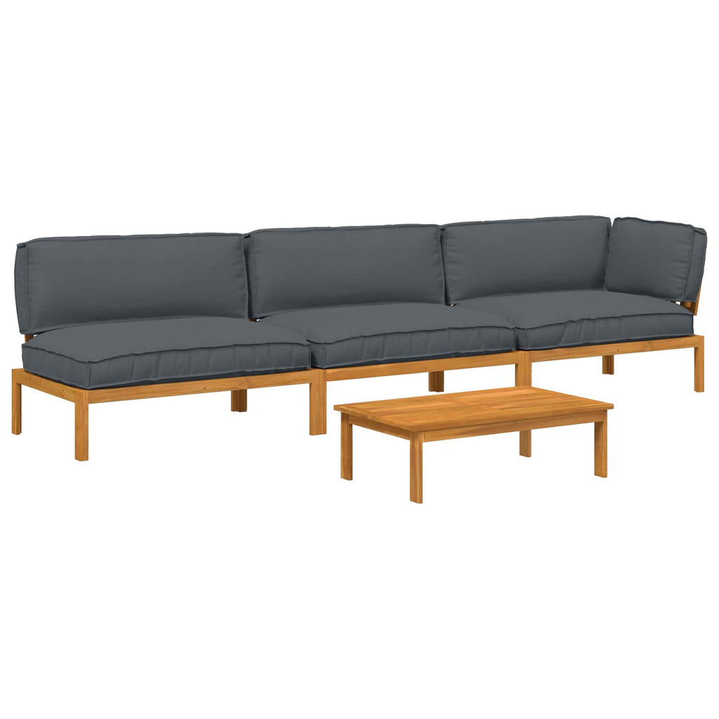 Sofa Set mit Kissen Uni 4 pcs Anthrazit Massivholz Akazie