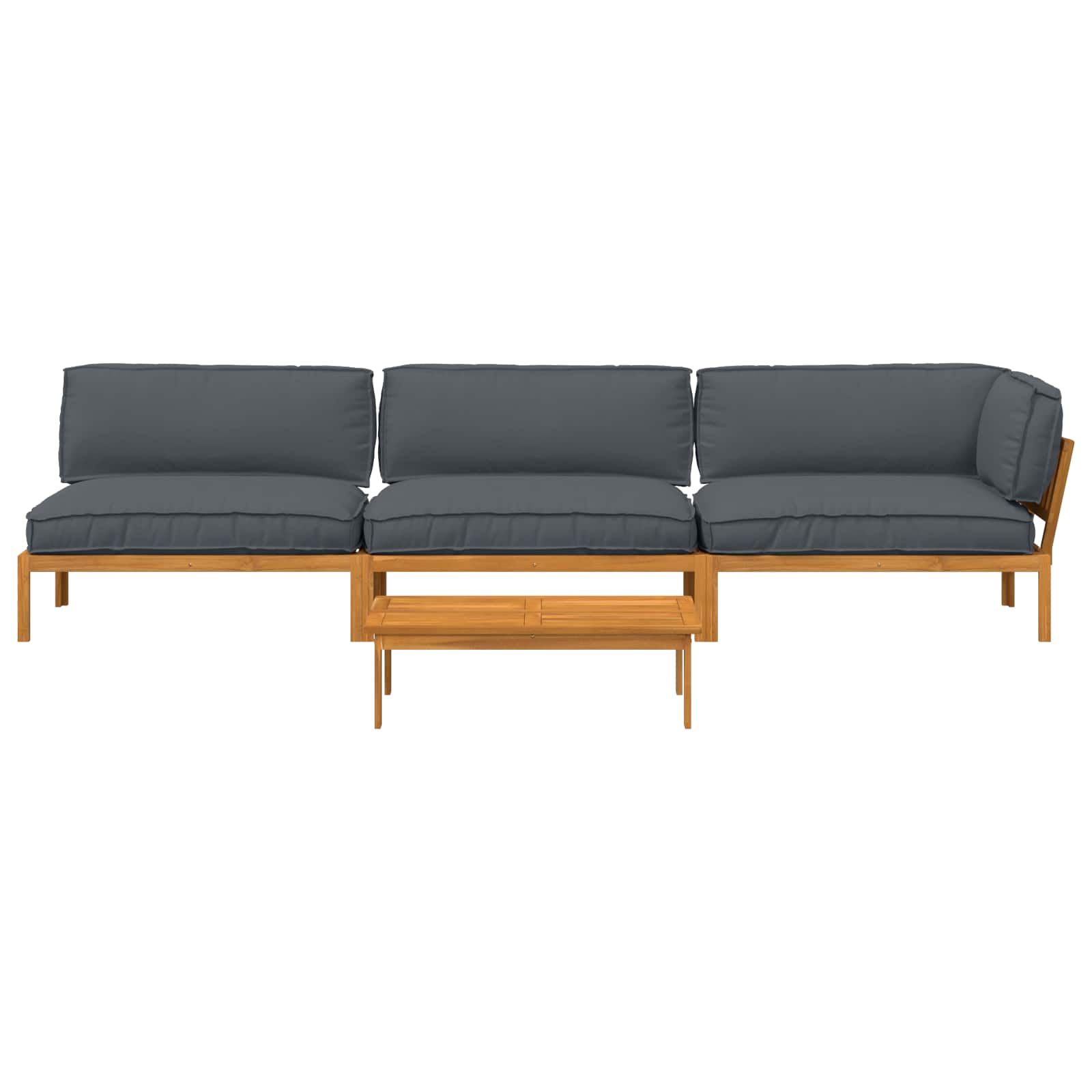 Sofa Set mit Kissen Uni 4 pcs Anthrazit Massivholz Akazie