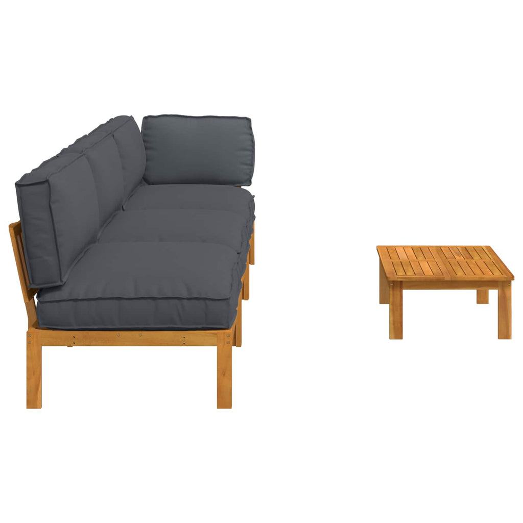 Sofa Set mit Kissen Uni 4 pcs Anthrazit Massivholz Akazie
