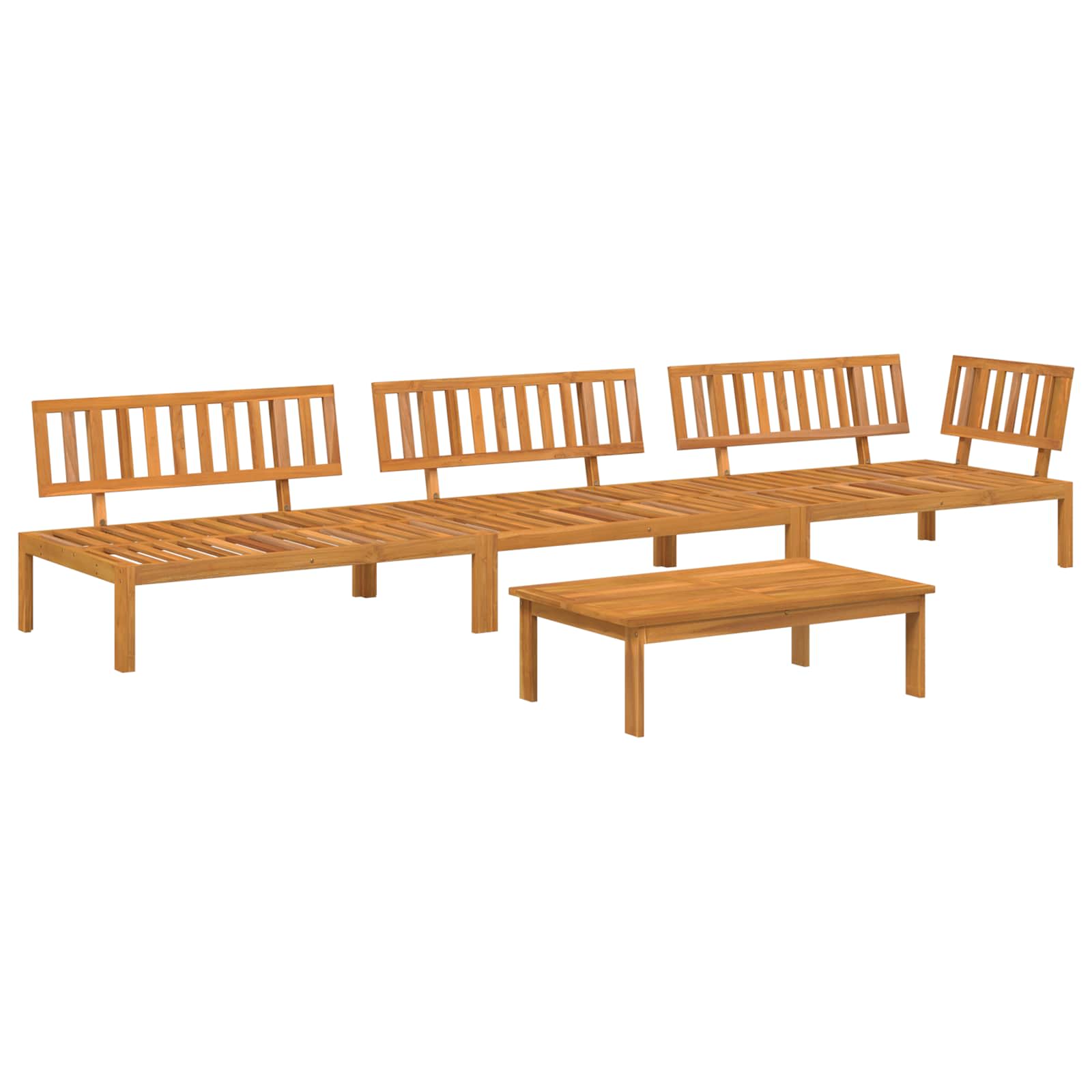 Sofa Set mit Kissen Uni 4 pcs Grau Massivholz Akazie