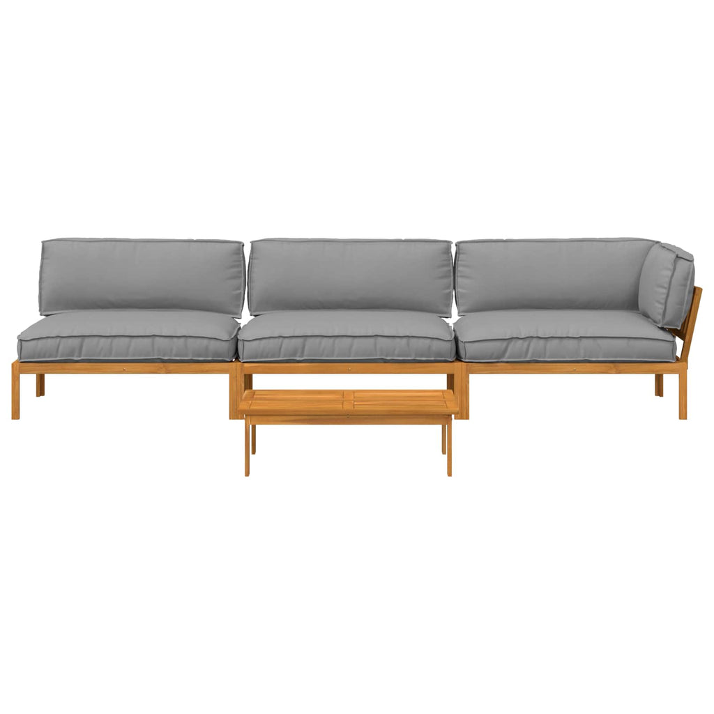 Sofa Set mit Kissen Uni 4 pcs Grau Massivholz Akazie
