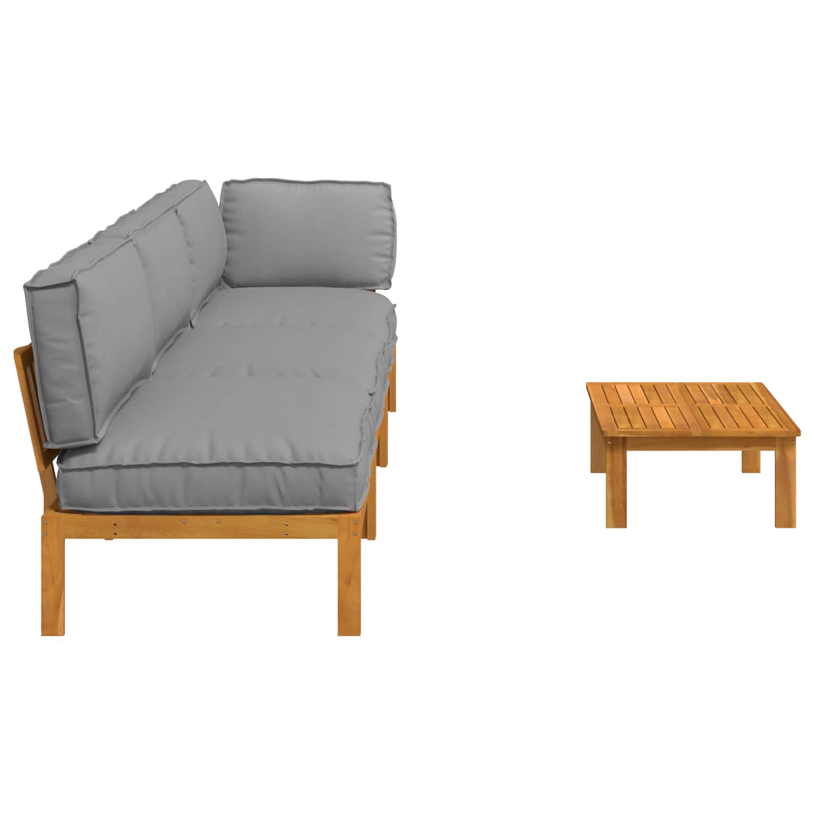 Sofa Set mit Kissen Uni 4 pcs Grau Massivholz Akazie