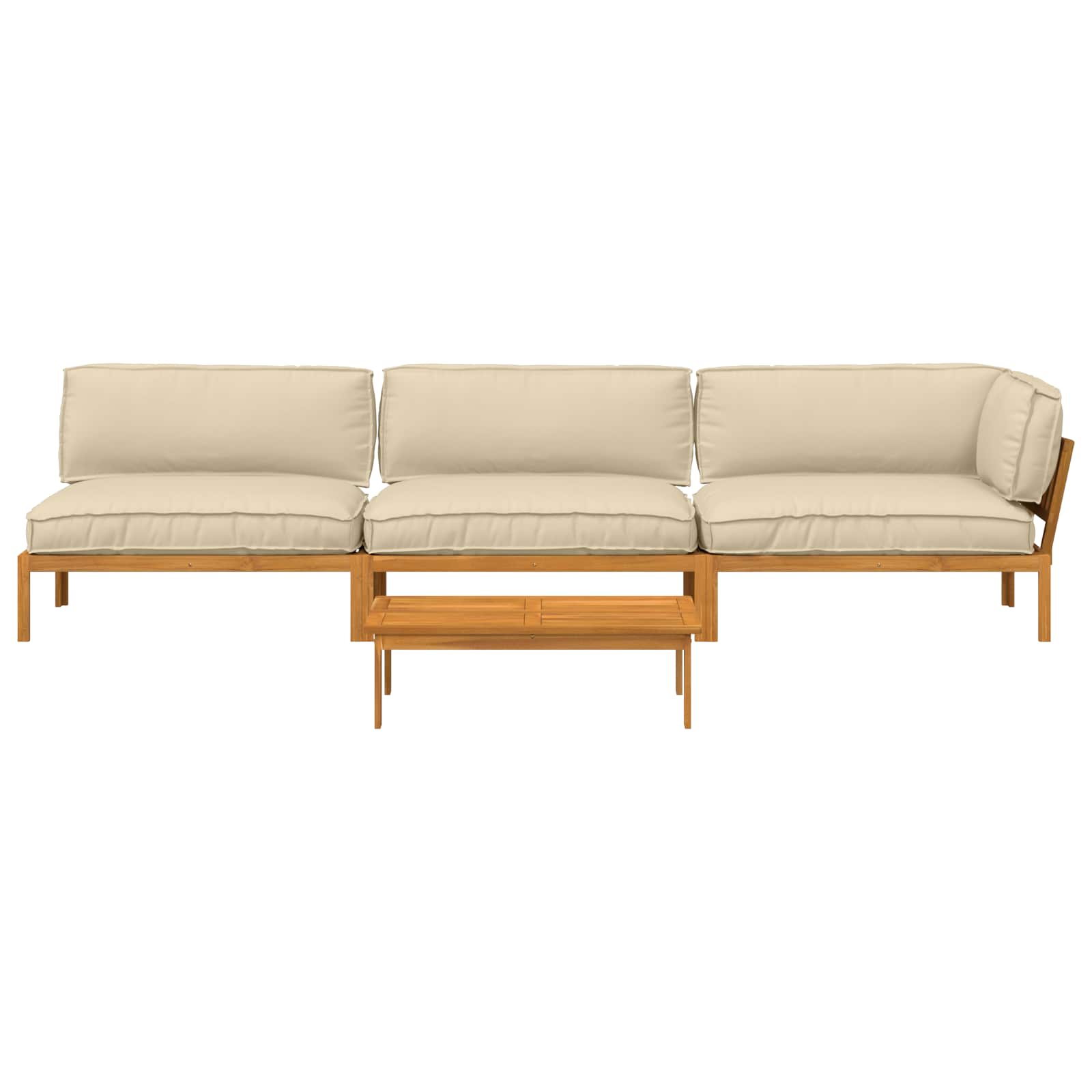 Sofa Set mit Kissen Uni 4 pcs Beige Massivholz Akazie