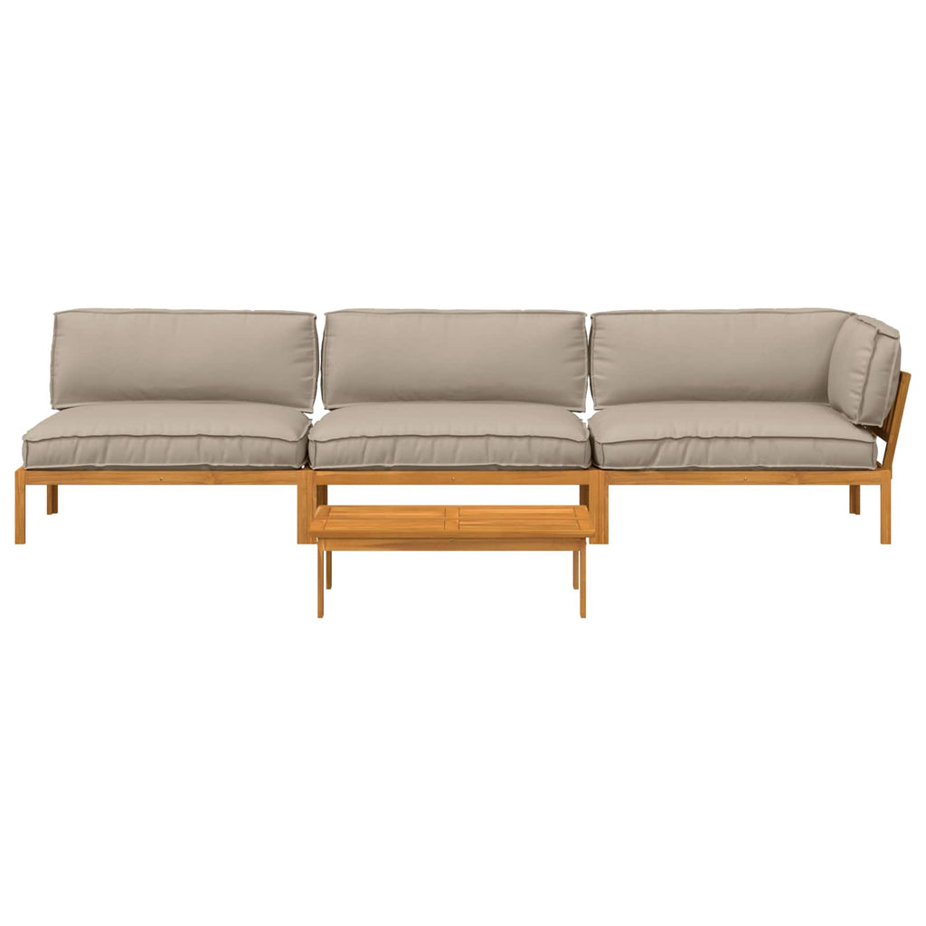 Sofa Set mit Kissen Uni 4 pcs Taupe Massivholz Akazie