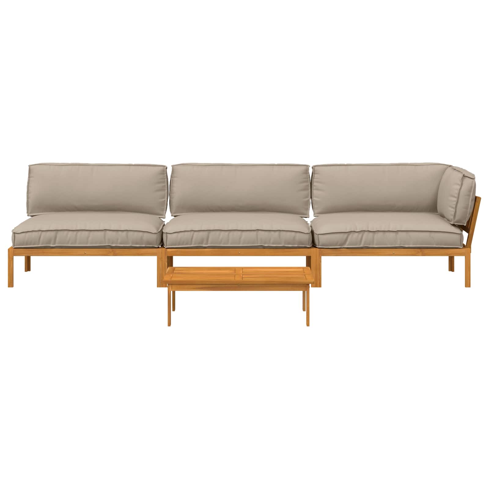 Sofa Set mit Kissen Uni 4 pcs Taupe Massivholz Akazie