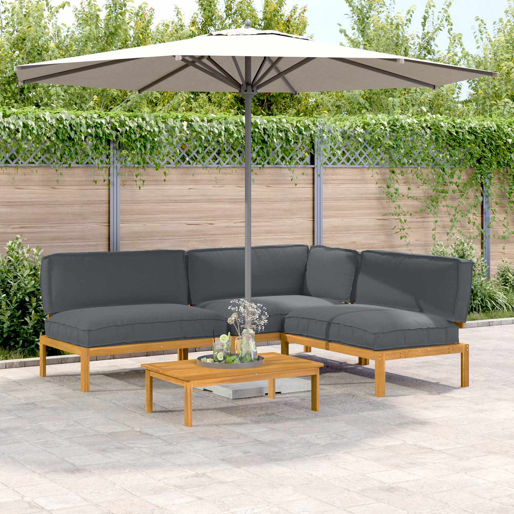 Sofa Set mit Kissen Uni 4 pcs Anthrazit Massivholz Akazie
