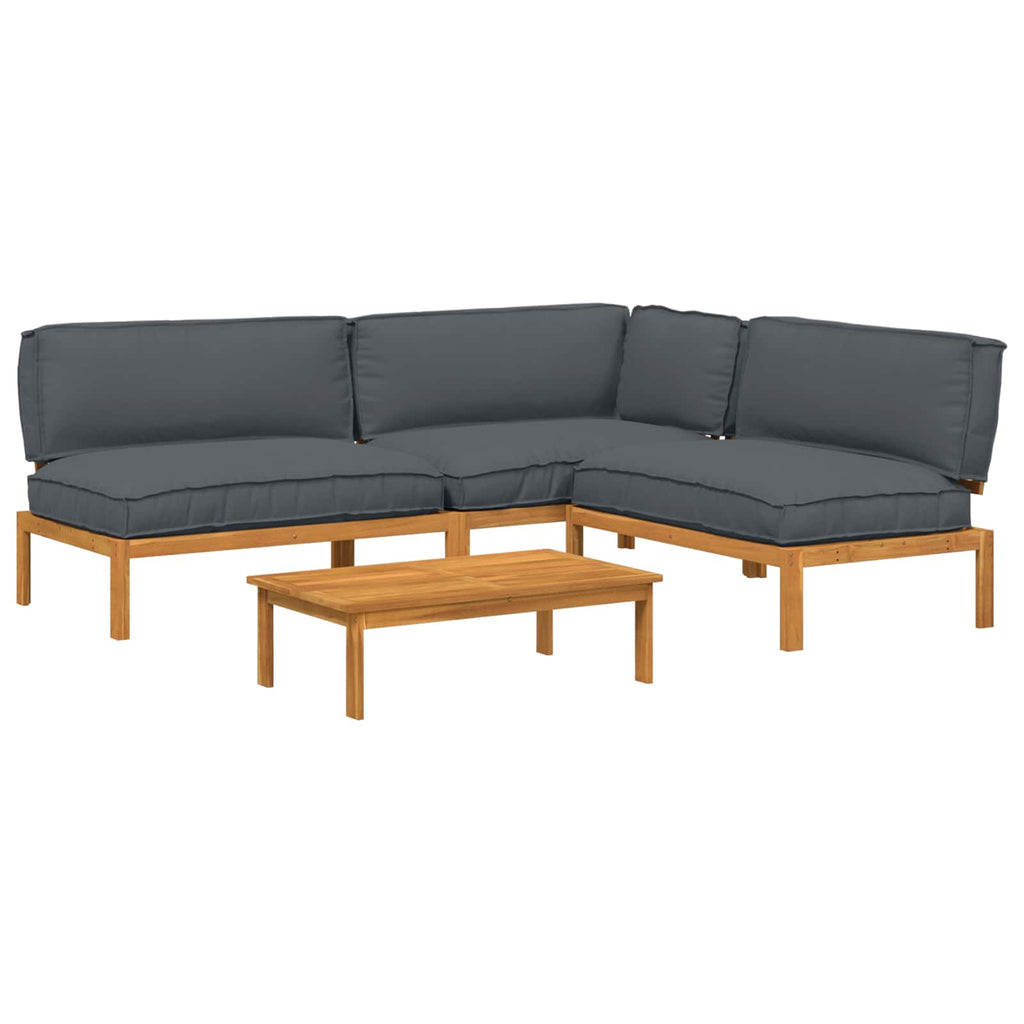 Sofa Set mit Kissen Uni 4 pcs Anthrazit Massivholz Akazie