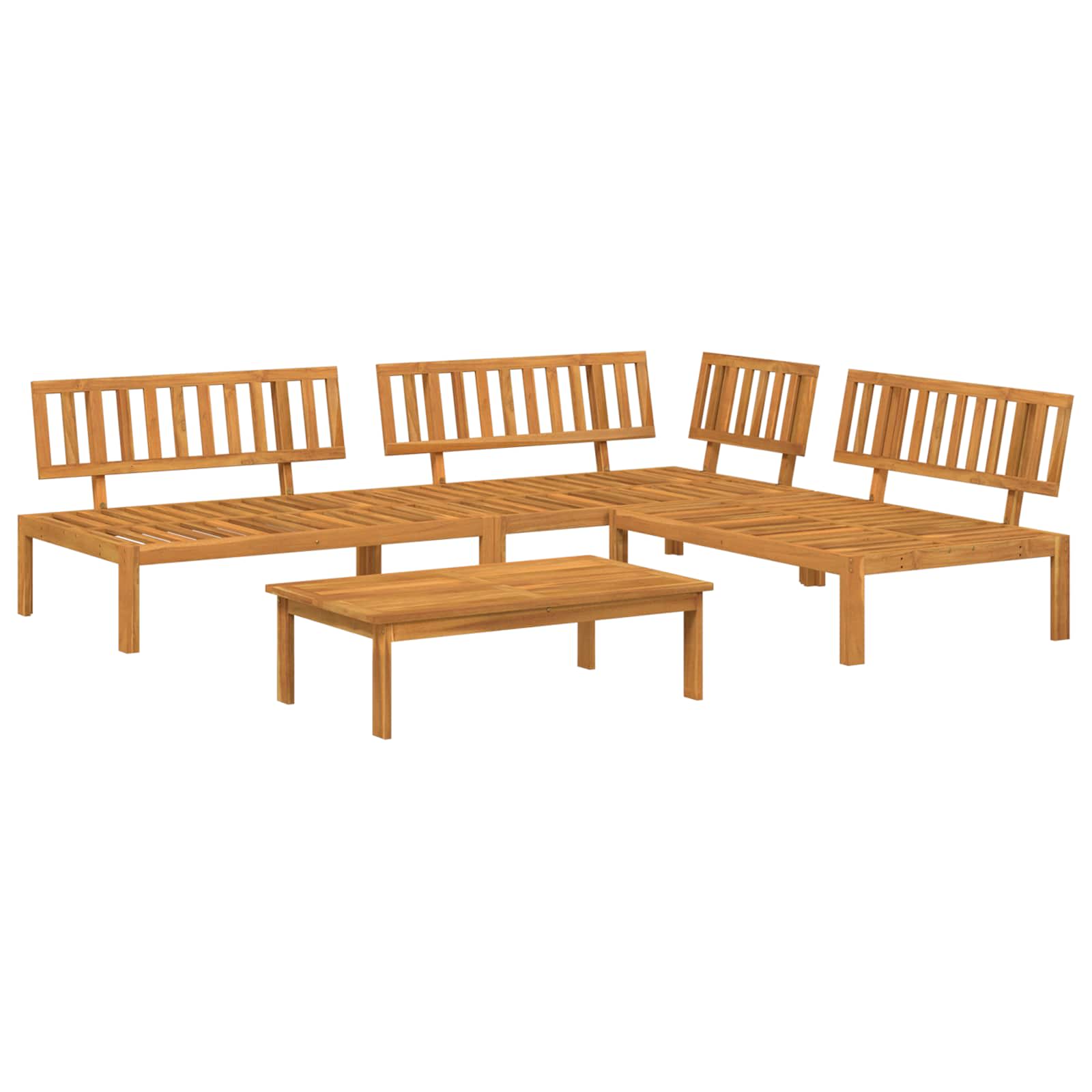 Sofa Set mit Kissen Uni 4 pcs Anthrazit Massivholz Akazie