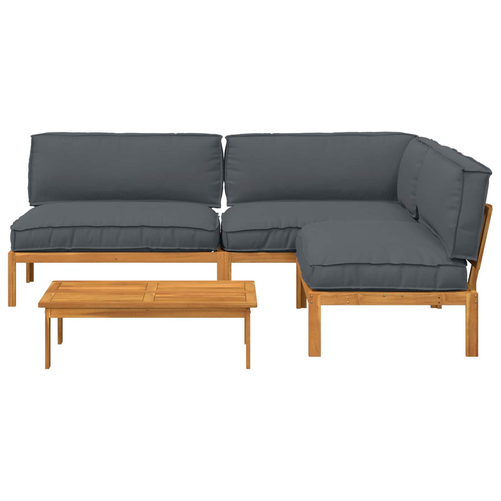 Sofa Set mit Kissen Uni 4 pcs Anthrazit Massivholz Akazie