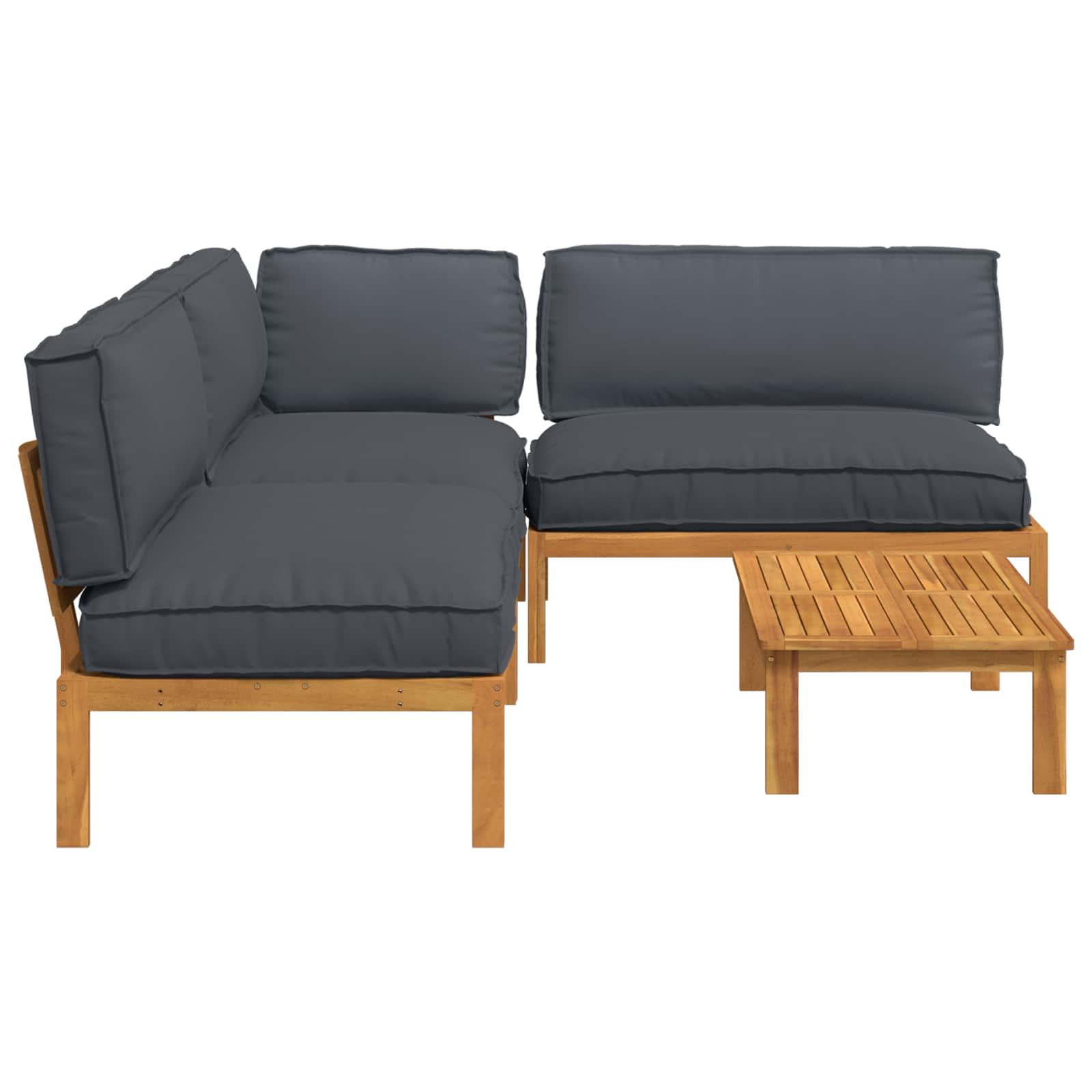 Sofa Set mit Kissen Uni 4 pcs Anthrazit Massivholz Akazie