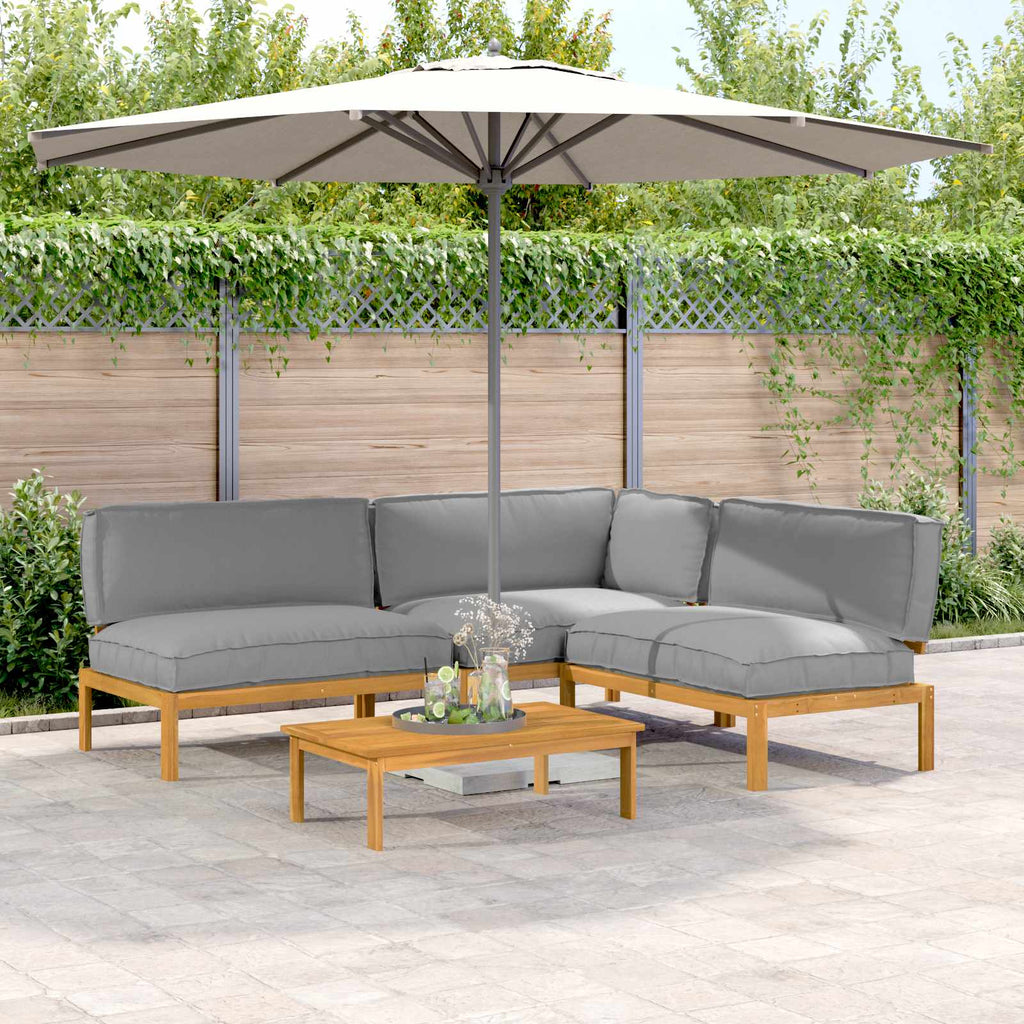 Sofa Set mit Kissen Uni 4 pcs Grau Massivholz Akazie