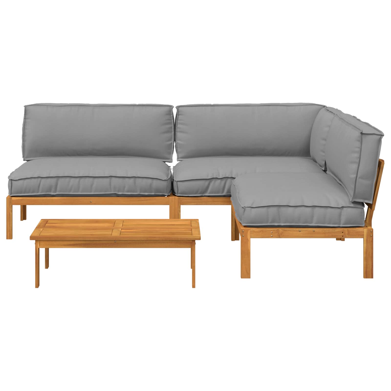 Sofa Set mit Kissen Uni 4 pcs Grau Massivholz Akazie