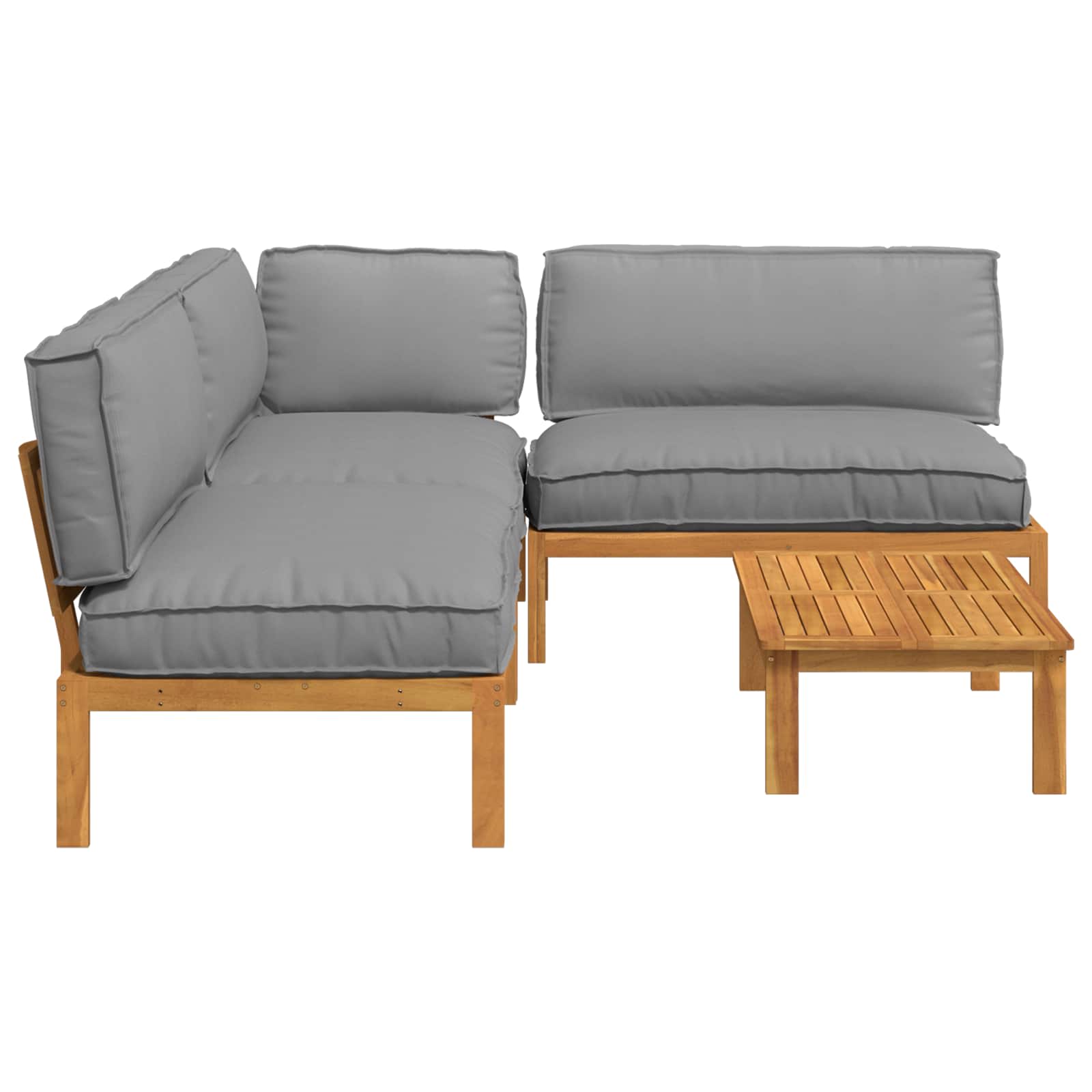 Sofa Set mit Kissen Uni 4 pcs Grau Massivholz Akazie