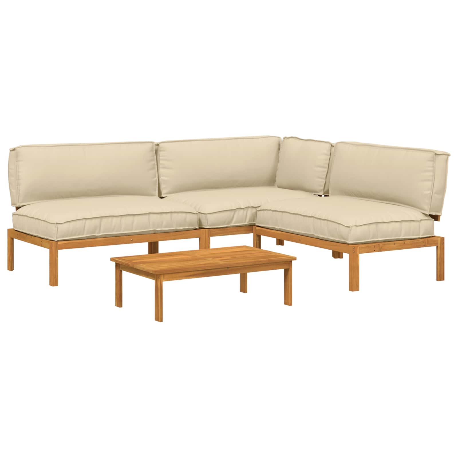 Sofa Set mit Kissen Uni 4 pcs Beige Massivholz Akazie
