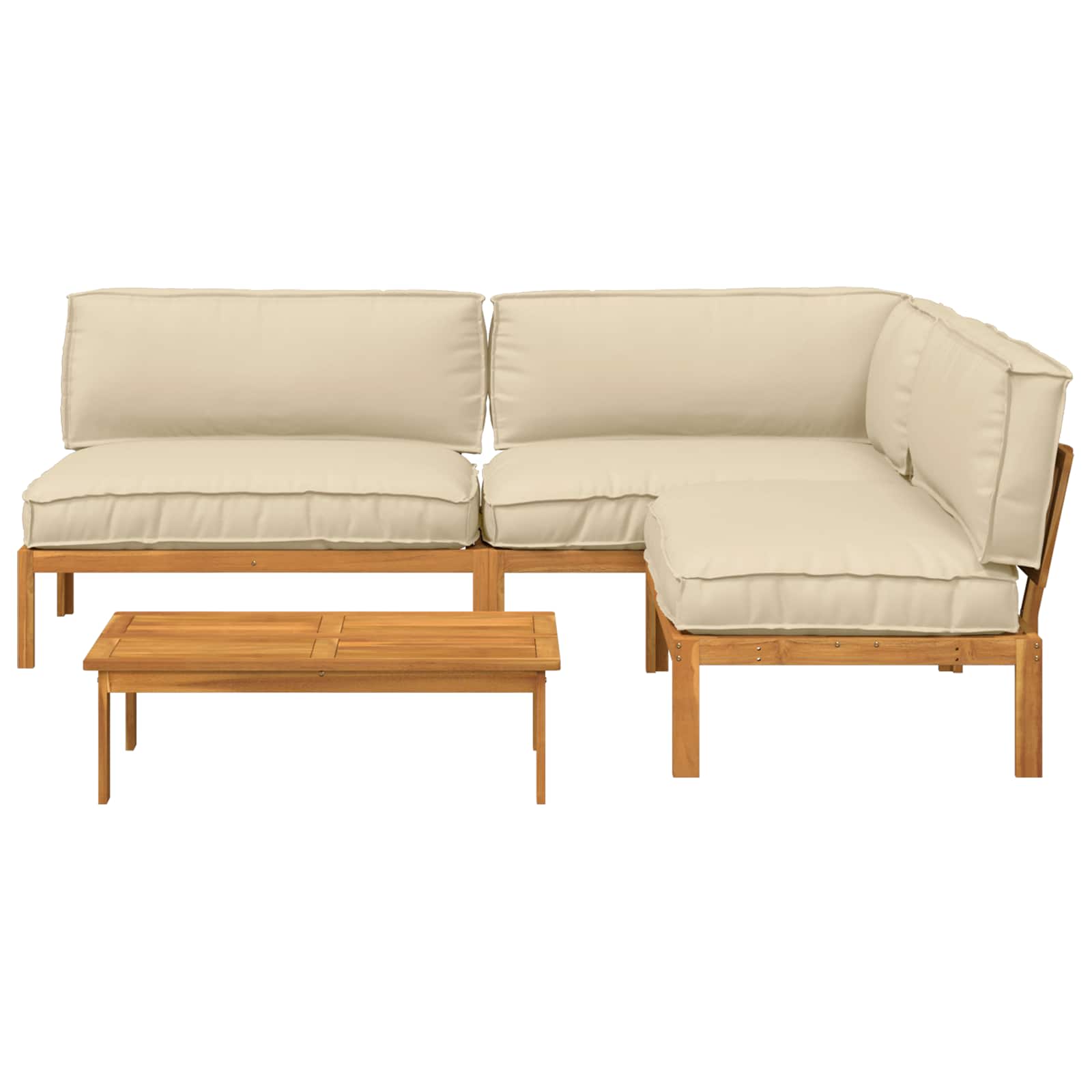 Sofa Set mit Kissen Uni 4 pcs Beige Massivholz Akazie