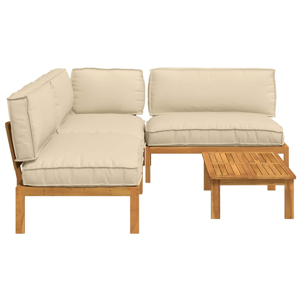 Sofa Set mit Kissen Uni 4 pcs Beige Massivholz Akazie
