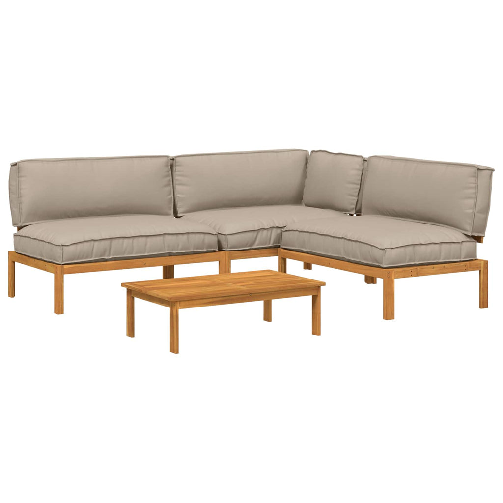 Sofa Set 4 pcs Taupe Massivholz Akazie