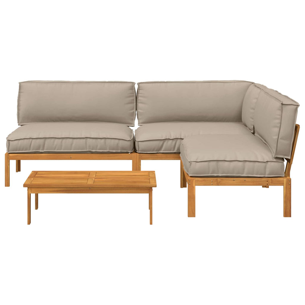Sofa Set 4 pcs Taupe Massivholz Akazie