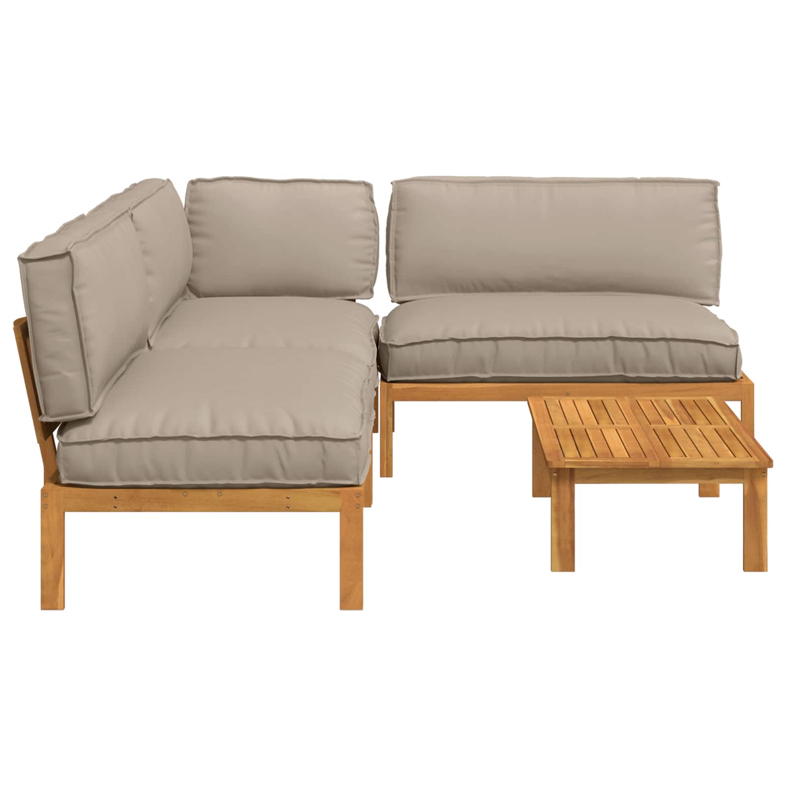 Sofa Set 4 pcs Taupe Massivholz Akazie