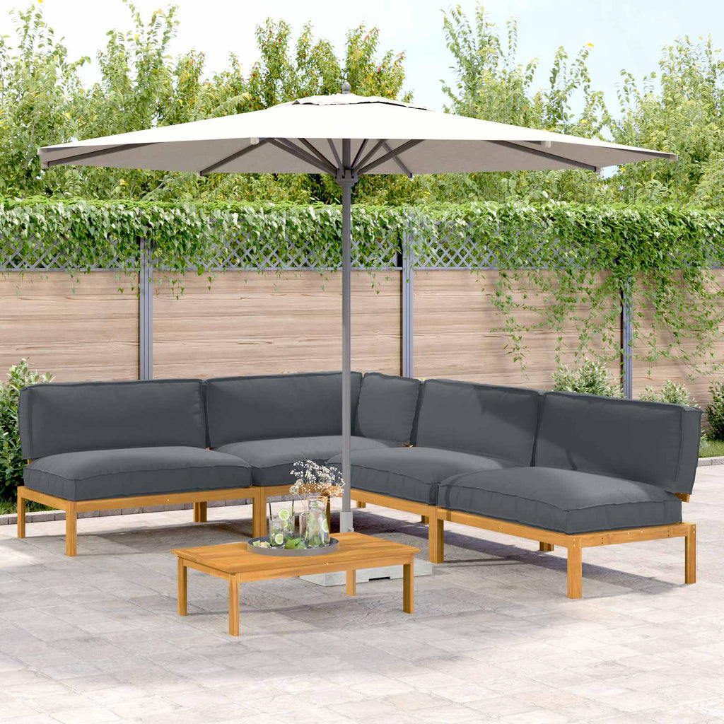 Sofa Set mit Kissen Uni 5 pcs Anthrazit Massivholz Akazie
