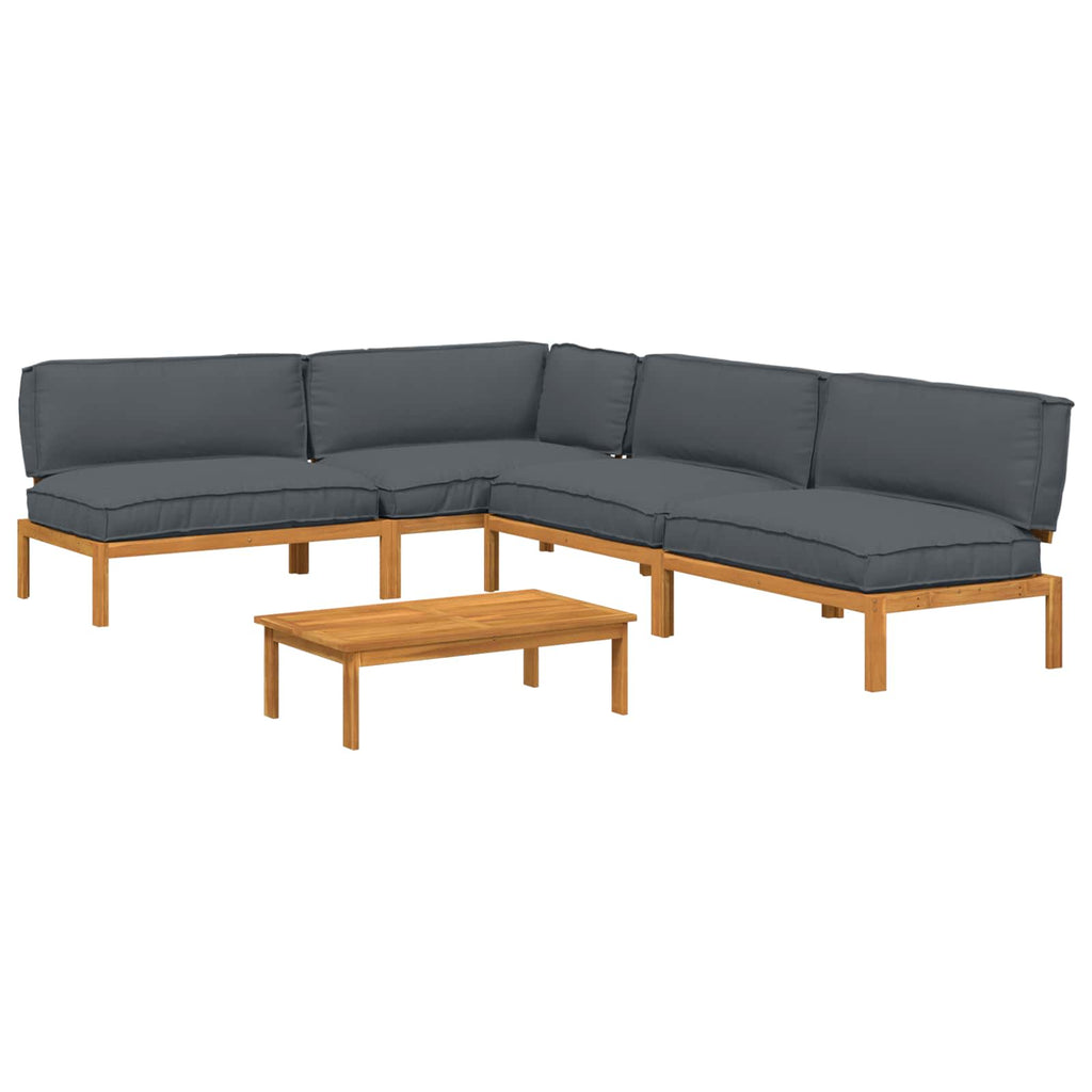 Sofa Set mit Kissen Uni 5 pcs Anthrazit Massivholz Akazie